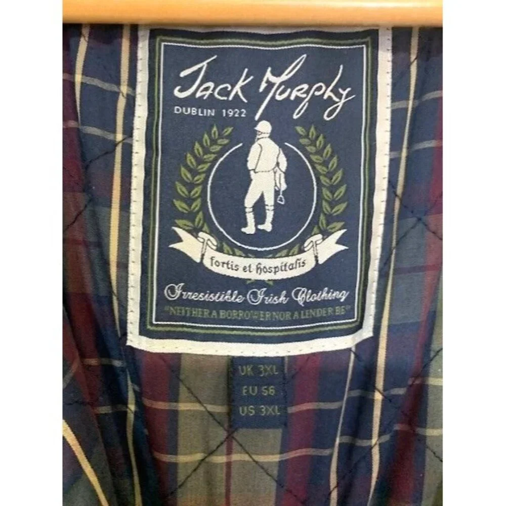 Jack Murphy Men's Fishing Shooting Hunting Waxed Jacket 3XL Olive Green Full Zip